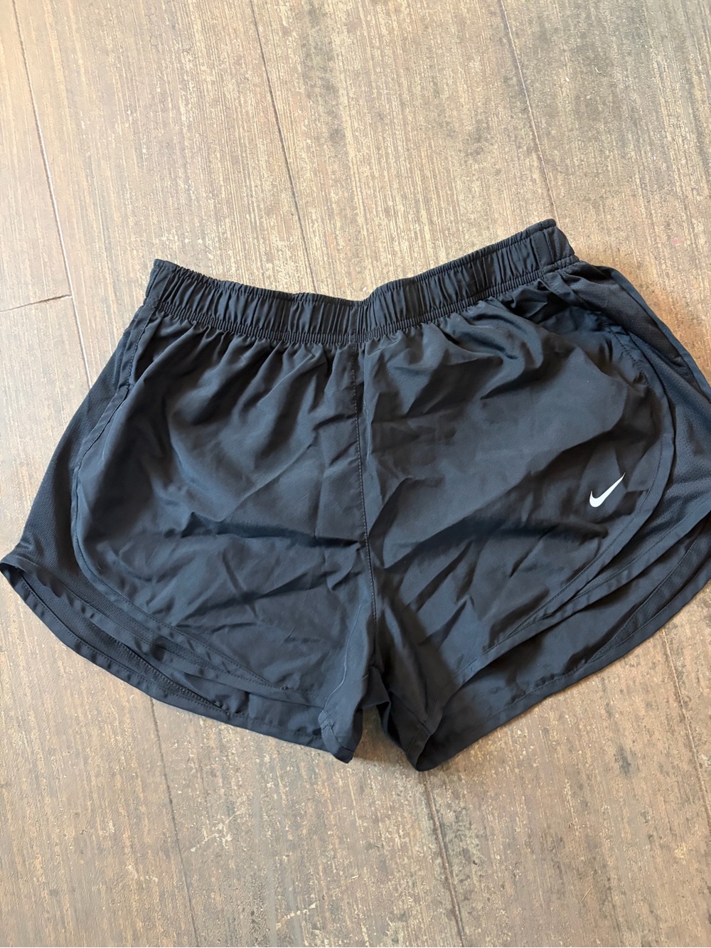 Nike Women's Black Athletic Running Shorts with White Swoosh